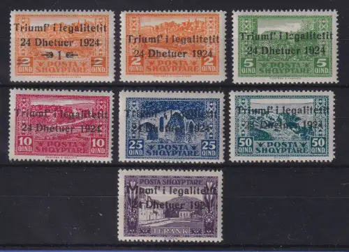 Albanien 1925 Sturz der Regierung mit Aufdruck Mi.-Nr. 104-110 postfrisch **
