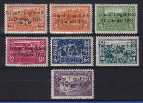 Albanien 1925 Sturz der Regierung mit Aufdruck  Mi.-Nr. 104-110  ungebraucht *