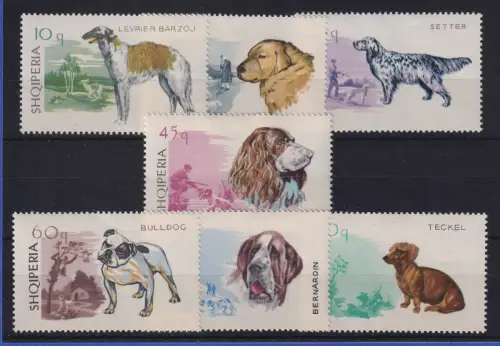 Albanien 1966 Hunde Mi.-Nr. 1104-1110 postfrisch ** / MNH