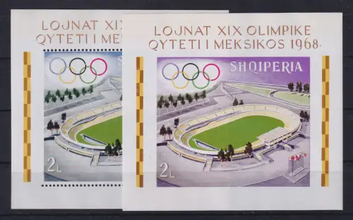 Albanien 1968 Olympiade in Mexiko Mi.-Nr. Block 33 A / B postfrisch **