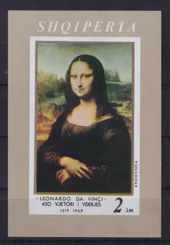 Albanien 1969 Leonardo da Vinci Mona Lisa Mi.-Nr. Block 36 postfrisch **