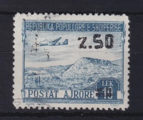 Albanien 1953 Flugpostmarke mit schwarzem Aufdruck Mi.-Nr. 524 gestempelt