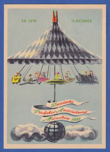 Verkehrsausstellung 1953 München Sonderkarte, rückseitig Mi.-Nr. 171 mit So-O
