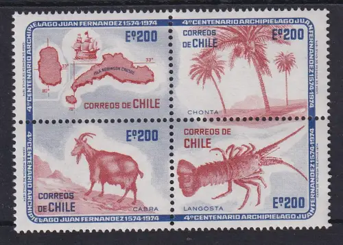 Chile 1974 Juan-Fernández-Archipel Mi.-Nr. 818-821 als Viererblock  ** / MNH