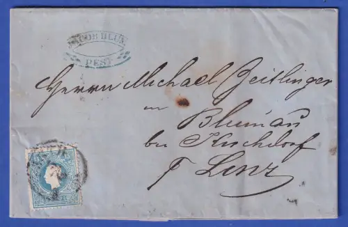 Österreich Franz Joseph 15 Kr Mi.-Nr. 15 II auf Brief O PESTH 1859