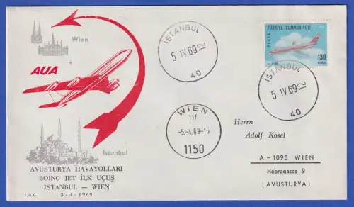 Türkei AUA-Erstflugbeleg Instanbul-Wien 5.4.1969