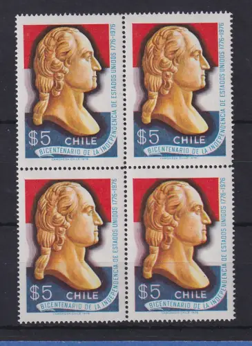 Chile 1976 USA 200 Jahre unabhängig G. Washington Mi.-Nr. 857 4er-Block **/ MNH