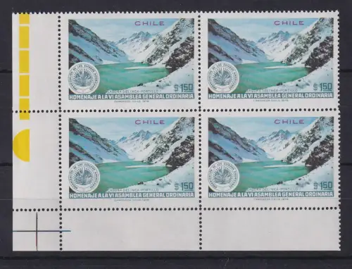 Chile 1977 OEA-Versammlung Inkasee Portillo Mi.-Nr. 856 4er-Block **/ MNH