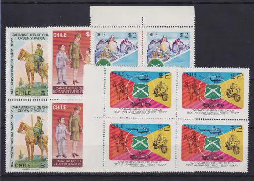 Chile 1977 50 Jahre Polizei Mi.-Nr. 869-72 4er-Blocks **/ MNH