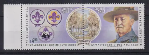 Chile 1982 Pfadfinder, Baden-Powell Mi.-Nr. 986-87 Paar **/ MNH