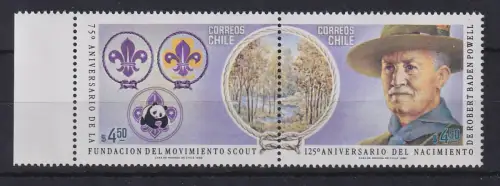 Chile 1982 Pfadfinder, Lord Robert Baden-Powell Mi.-Nr. 986-87 Paar **/ MNH