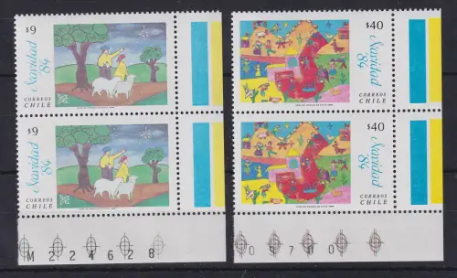Chile 1984 Navidad Weihnachten Mi.-Nr. 1070-71 senkr. Paare **/ MNH