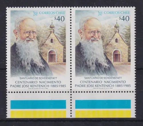Chile 1985 Josef Kentenich Schönstatt-Bewegung Mi.-Nr. 1087 waager. Paar **/ MNH