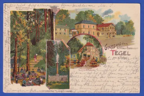 Alte AK Schloss-Restaurant in Berlin-Tegel, gelaufen 1899 nach Havelberg