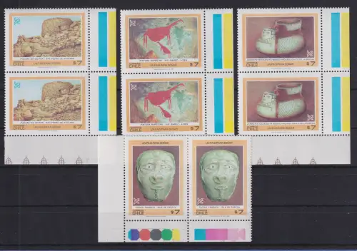 Chile 1983 Archäologische Funde Mi-Nr. 1015-1018 Paare **/ MNH 