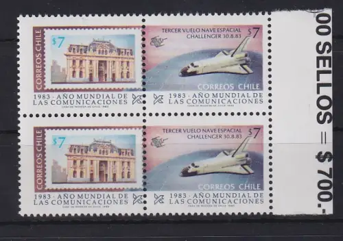 Chile 1983 Weltkommunikationsjahr Space Shuttle Mi-Nr. 1025-26 (2x) **/ MNH 