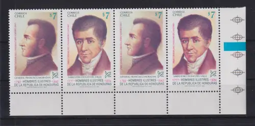 Chile 1983 Persönlichkeiten Mi-Nr. 1023-24 2x im Viererstreifen **/ MNH