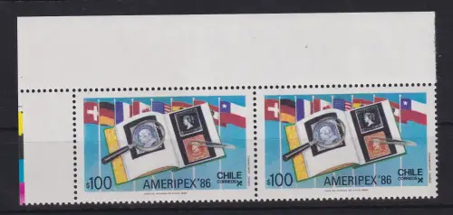 Chile 1986 Briefm.-Ausstellung AMERIPEX '86 Mi-Nr. 1132 Eckrandpaar **/ MNH 