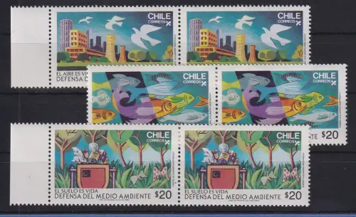 Chile 1986 Umweltschutz  Mi.-Nr. 1122-24 waag. Paare **/ MNH 