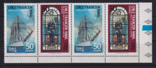 Chile 1988 Marine Segelschiff, Glasfenstter Mi.-Nr. 1231-32 **/ MNH 