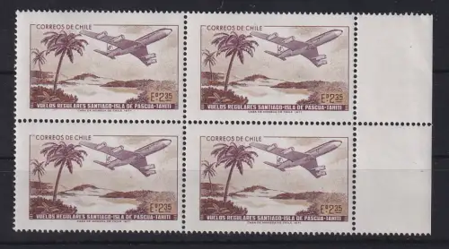 Chile 1971 Flug Santiago - Tahiti - Osterinsel Mi.-Nr. 766 Viererblock **/ MNH