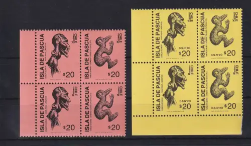 Chile 1988 Kunst der Osterinsel Mi.-Nr. 1224-27 A Viererblocks **/ MNH 