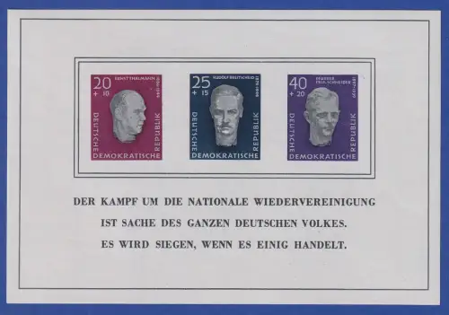 DDR 1958 Einweihung Buchenwald Mi.-Nr. Block 15 postfrisch ** / MNH 
