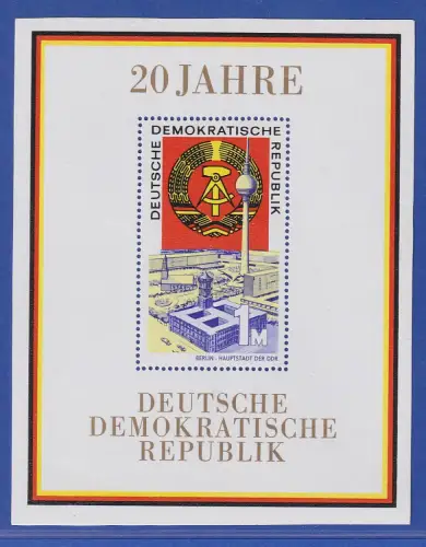 DDR 1969  20 Jahre DDR Mi.-Nr. Block 28 postfrisch ** / MNH 