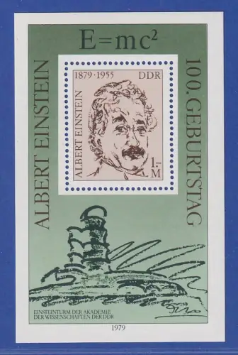 DDR 1979 Albert Einstein Mi.-Nr. Block 54 postfrisch ** / MNH 