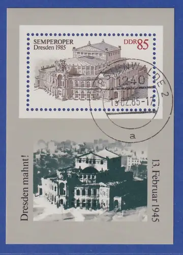 DDR 1985 Semperoper Dresden Mi.-Nr. Block 80 mit normalem Tages-Stempel