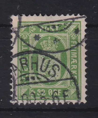 Dänemark 1875 Dienstmarke Wappen 32 Øre grün Mi.-Nr. 7YA O AARHUS