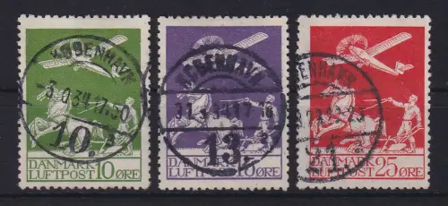 Dänemark 1925 Flugpostmarken Mi.-Nr. 143-145 O KØBENHAVN