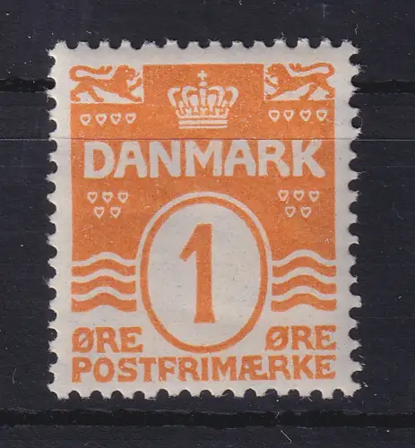 Dänemark 1905 Wellenlinien 1 Øre orange Mi.-Nr. 42A ungebraucht *