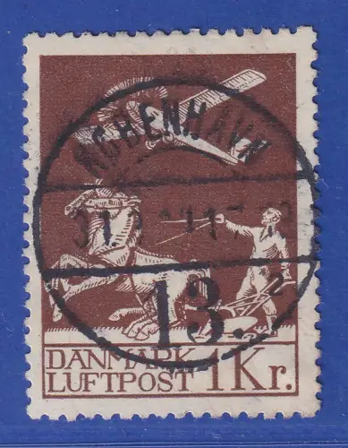 Dänemark 1929 Flugpostmarke 1 Kr braun Mi.-Nr. 181 O KØBENHAVN