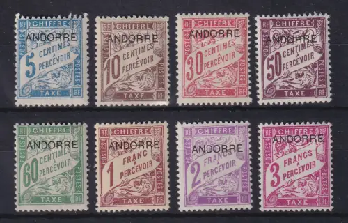Andorra (frz. Post) 1931 Portomarken mit Aufdruck Mi.-Nr. 1-8 ungebraucht *