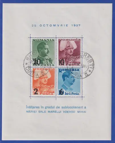 Rumänien 1937 Thronfolger Prinz Michael Mi.-Nr. Block 2 O BUCURESTI