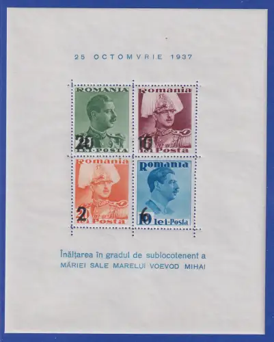 Rumänien 1937 Thronfolger Prinz Michael Mi.-Nr. Block 2 postfrisch **