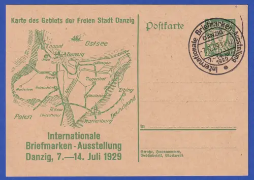 Danzig GA Postkarte Mi.-Nr. P46 mit So.-O DANZIG 1929
