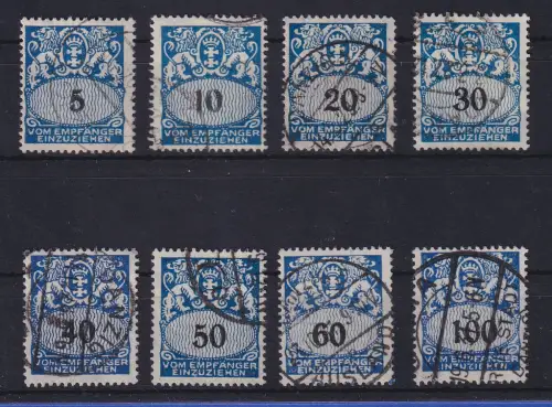 Danzig 1923 Portomarken Staatswappen Mi.-Nr. 30-37 gestempelt