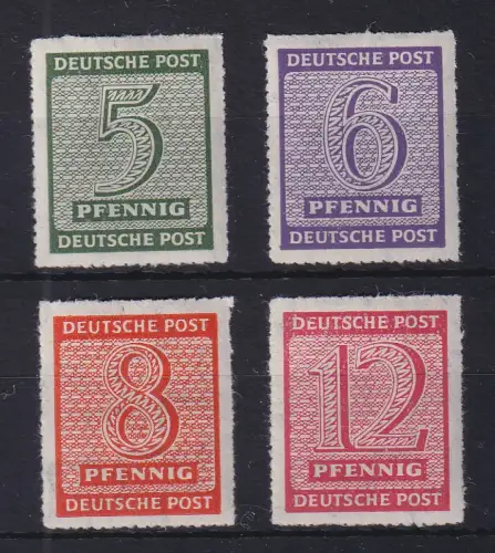 SBZ West-Sachsen 1945 Ziffern Mi.-Nr. 116-119DX Postmeistertrennung Roßwein *
