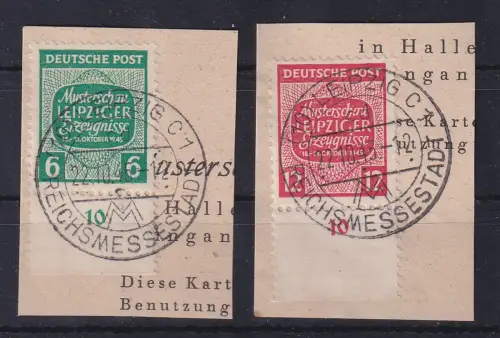 SBZ West-Sachsen 1945 Musterschau Leipzig Mi.-Nr.124-125y O LEIPZIG a. Briefstk.