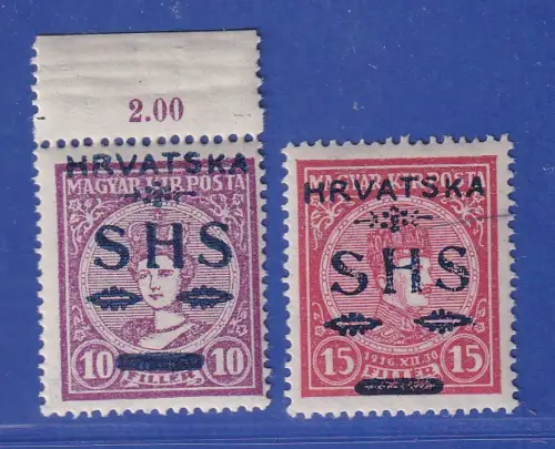 Jugoslawien Ausgabe für Kroatien 1918 Aufdruck Mi.-Nr. 64-65 postfrisch **