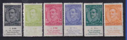 Jugoslawien 1933 PEN-Tagung  Mi.-Nr. 249-254 ungebraucht *