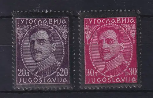 Jugoslawien 1934 Tod von König Alexander Höchstwerte Mi.-Nr. 297-298 ungebr. *