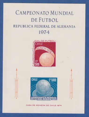 Chile 1974 Fussball-WM in Deutschland Gedenkblatt mit Mi.-Nr. 804-805