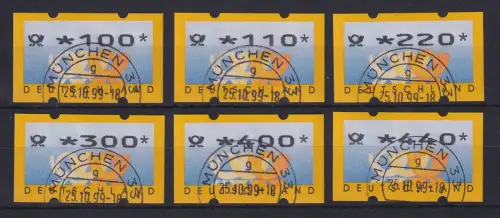 ATM 3 Posthörner Mi-Nr. 3.2 Versandstellensatz 6 Werte 100-440 schön O MÜNCHEN 