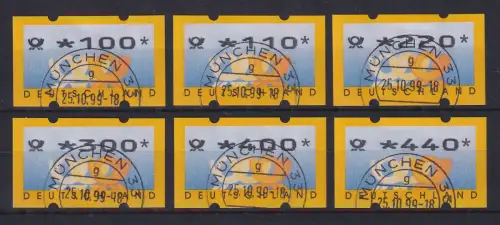 ATM 3 Posthörner Mi-Nr. 3.2 Versandstellensatz 6 Werte 100-440 ideal O MÜNCHEN 