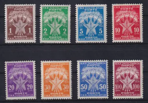 Jugoslawien 1951 Portomarken Mi.-Nr. 100-107 Satz kpl. Nr. 101 * alle anderen **