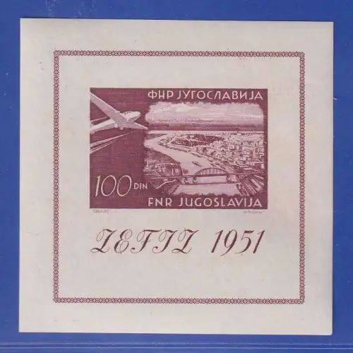 Jugoslawien 1951 Briefmarken-Ausstellung ZEFIZ Mi.-Nr. Block 5 postfrisch **