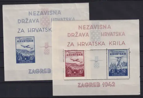 Kroatien 1942 Modellflugzeug-Ausstellung Mi.-Nr. Blocks 1 und 2 ungebraucht *